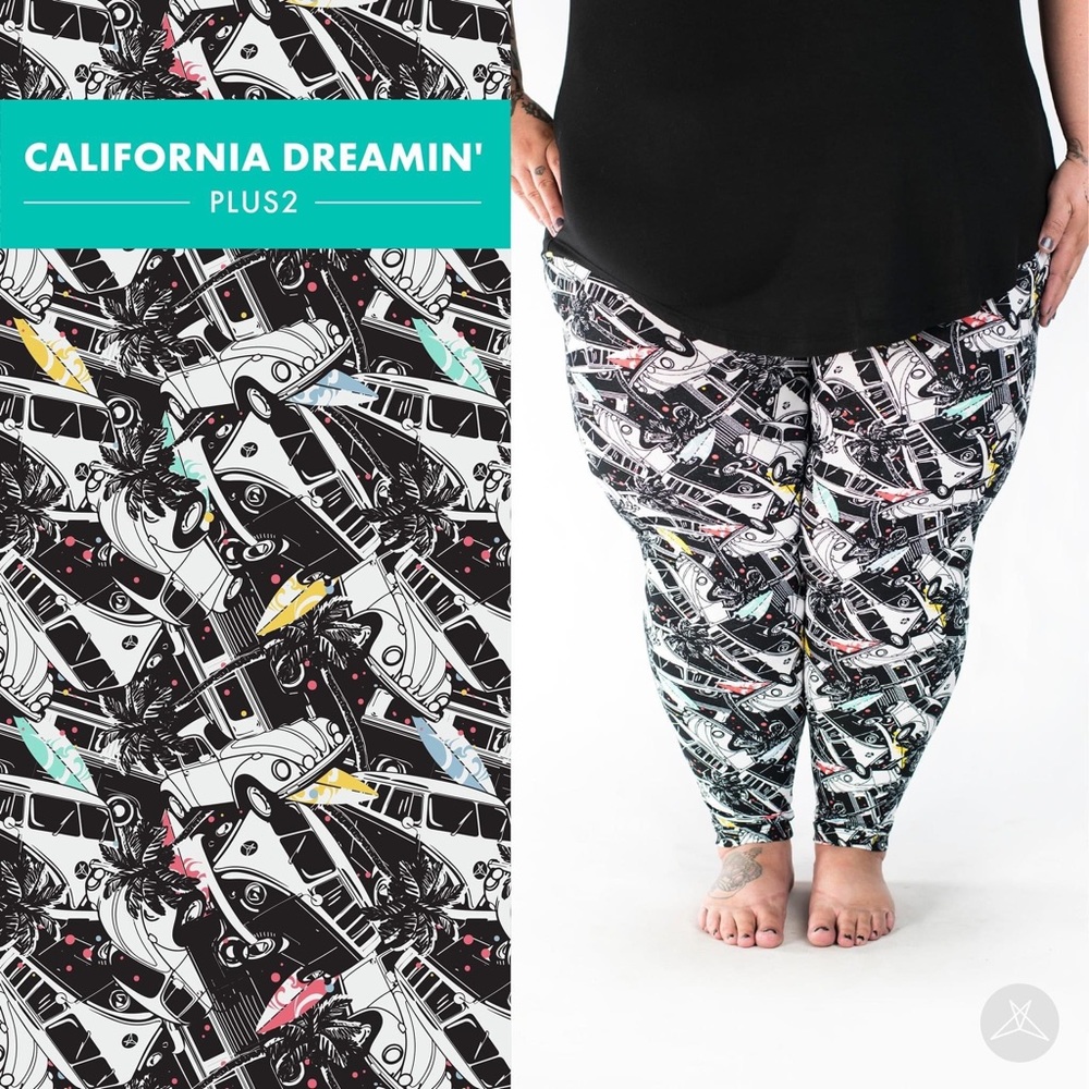 BNWT SweetLegs "CaliforniaDreamin”Adult Plus2(Fits most 22-28) leggings